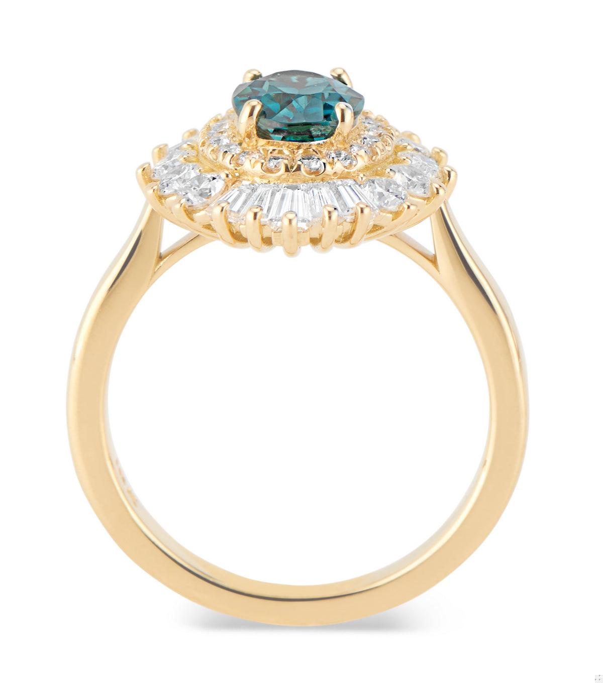 18K Flutter Ballerina Diamond and Tourmaline Ring
