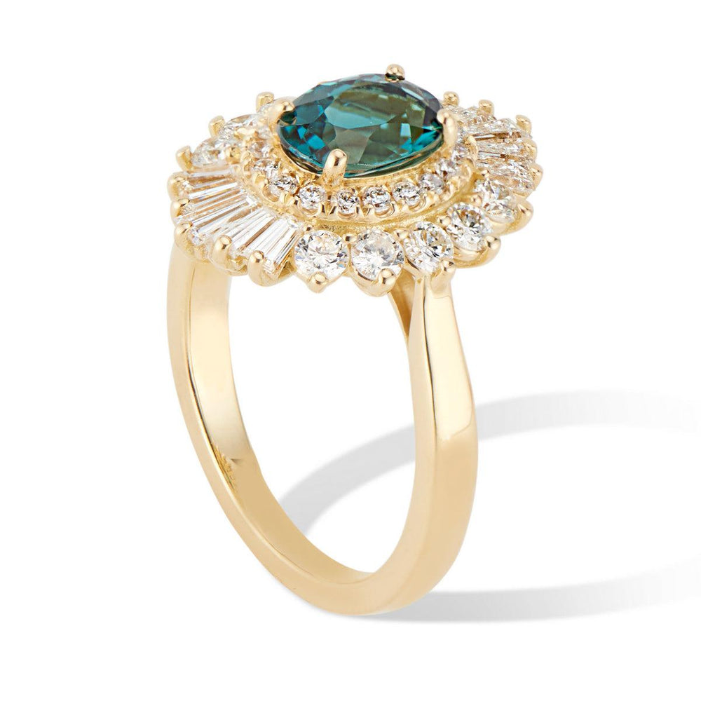 18K Flutter Ballerina Diamond and Tourmaline Ring