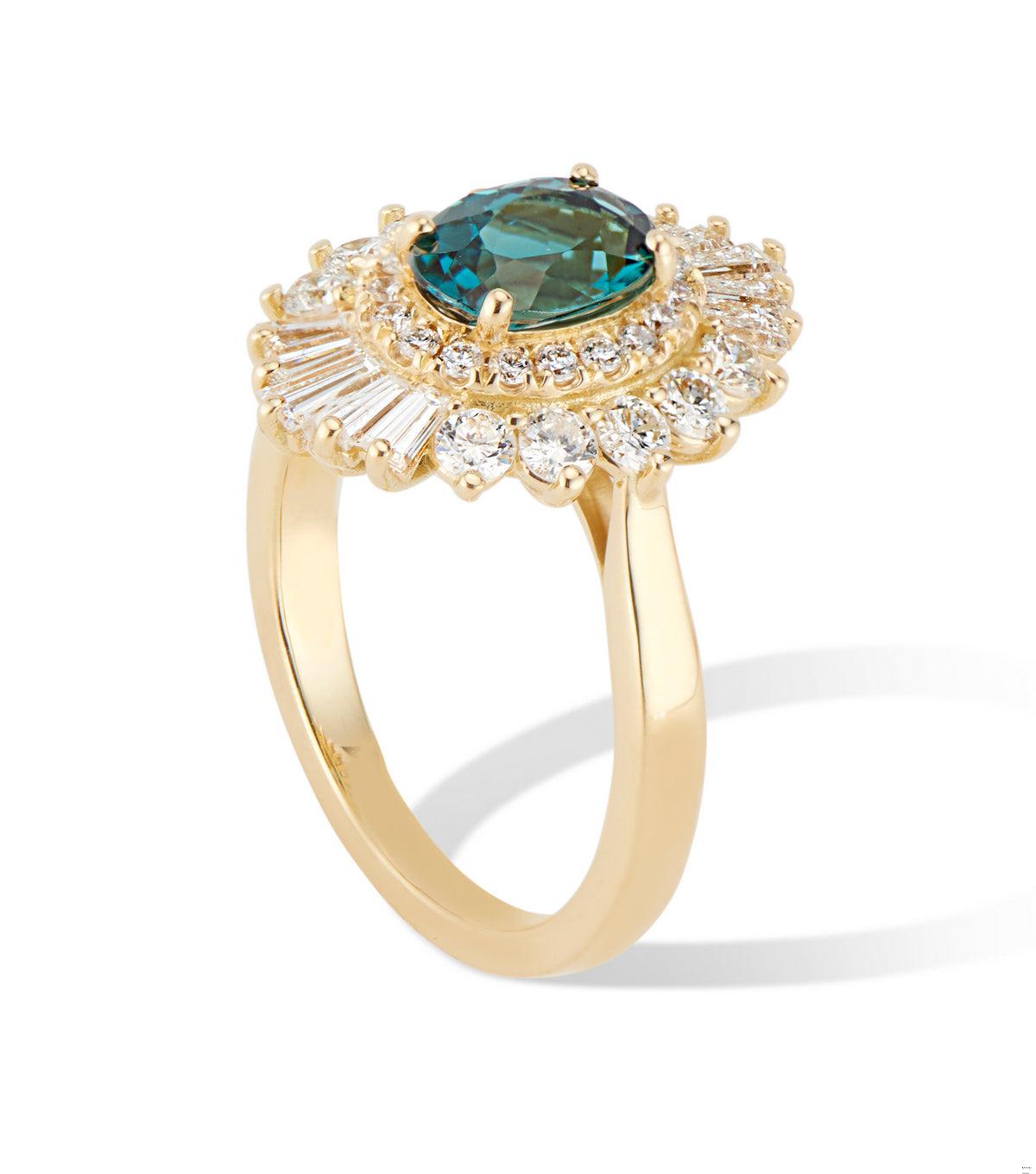 18K Flutter Ballerina Diamond and Tourmaline Ring