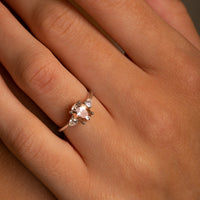 1.20ct Oval Three Stone Morganite GIA Certified Ring