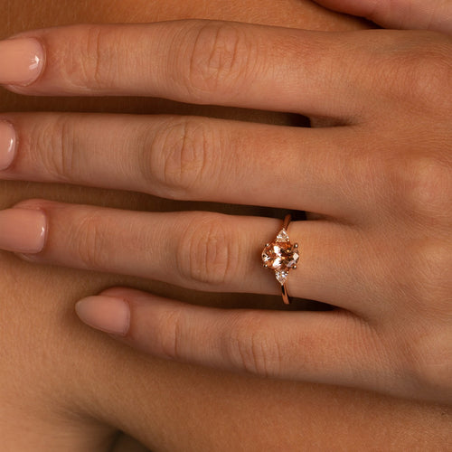 1.20ct Oval Three Stone Morganite GIA Certified Ring