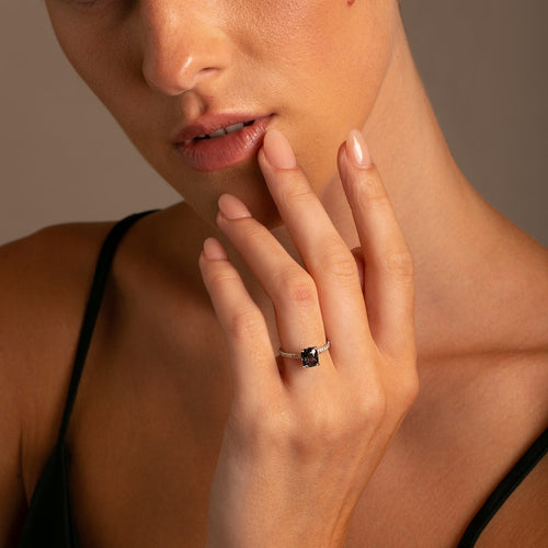 3.03ct Smoky Teal Spinel & Diamond Ring