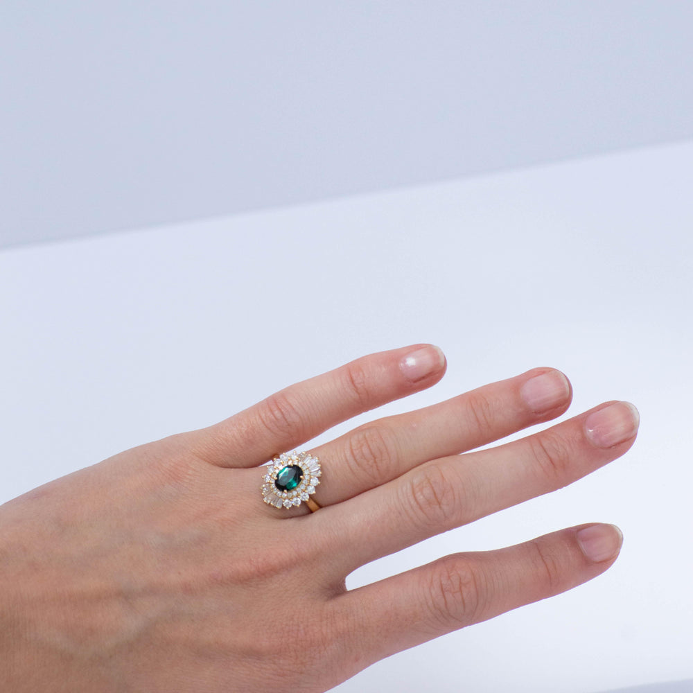 18K Flutter Ballerina Diamond and Tourmaline Ring