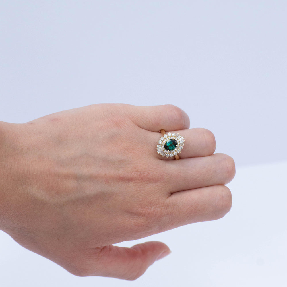 18K Flutter Ballerina Diamond and Tourmaline Ring