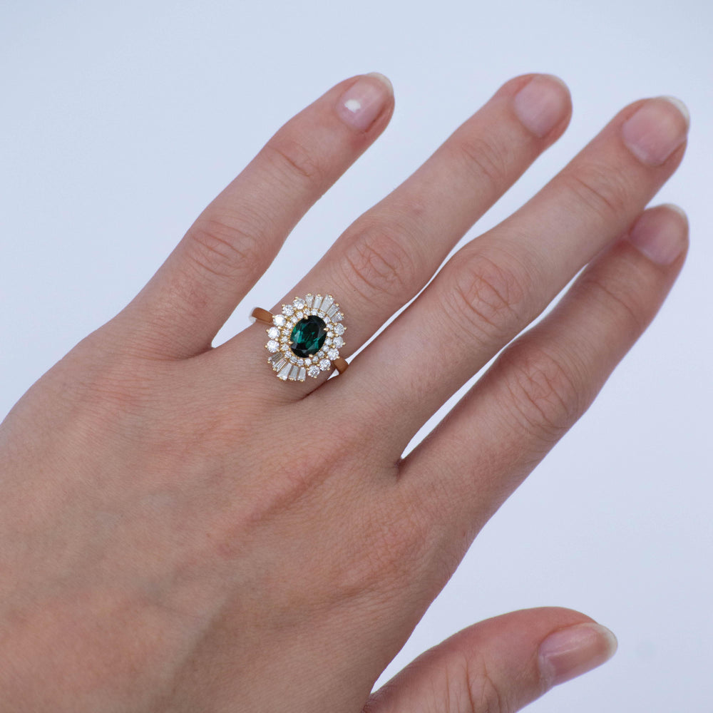 18K Flutter Ballerina Diamond and Tourmaline Ring