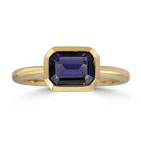 Yellow Gold Iolite Bezel Set Ring - Thomas Laine Jewelry
