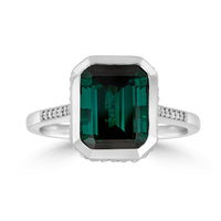 Green Tourmaline Emerald Cut Ring - Thomas Laine Jewelry