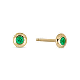 Shop 14k Yellow Gold Micro Round Domed Bezel-Set Emerald Stud Earrings