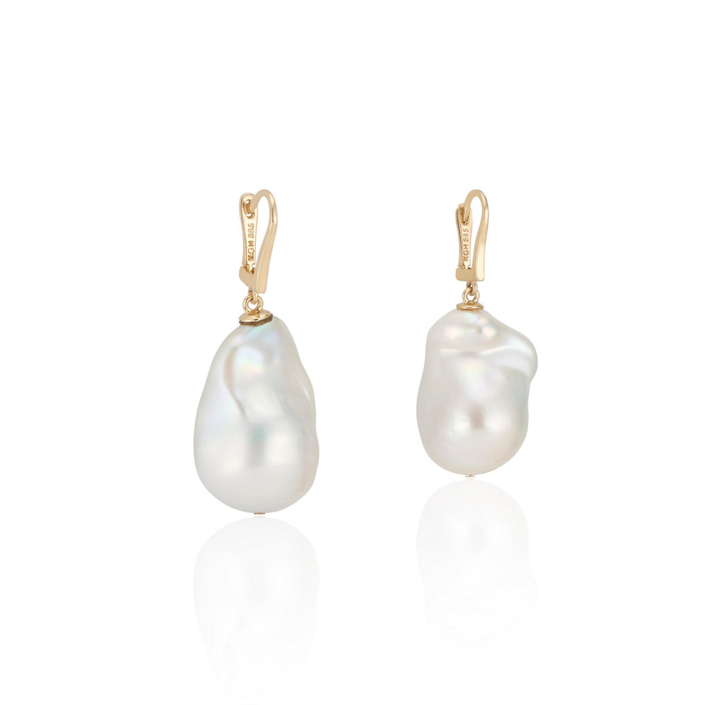 White Baroque Pearl Lever Back Earrings