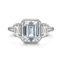 Vela Three Stone Emerald Cut Bezel Set Engagement