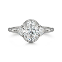 Cael Three Stone Oval & Trillion Engagement Ring