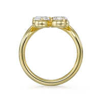 Wave Toi et Moi Pear and Round Brilliant Bezel-Set Engagement Ring