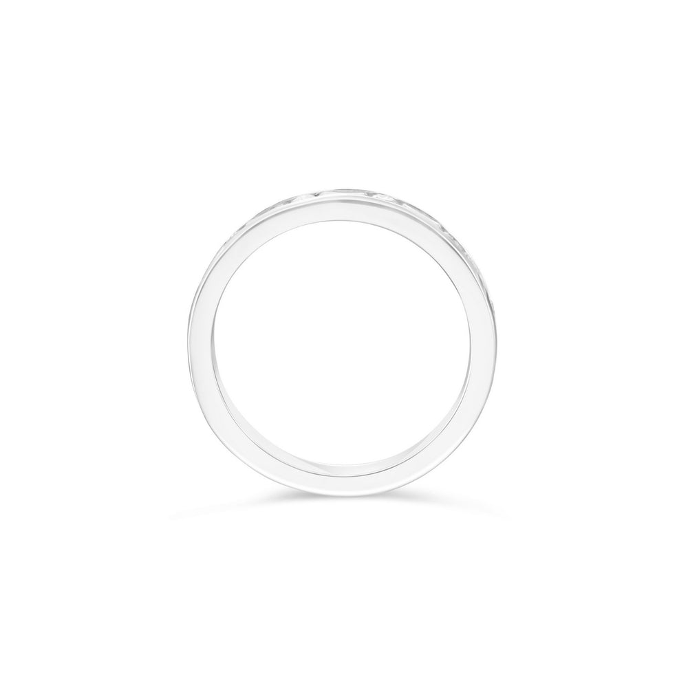 18K Gold Channel Set Baguette and Round Brilliant Diamond Band  Ring Profile