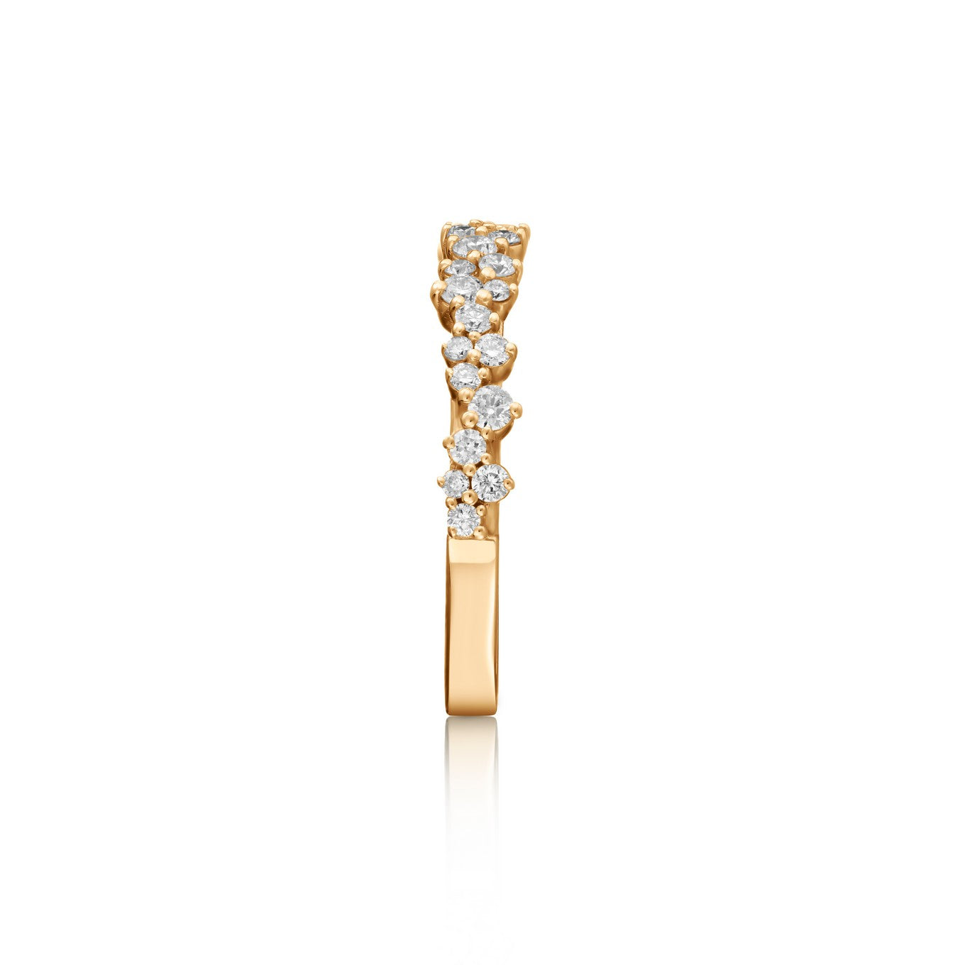 18K Rose Gold Diamond Band with Round Brilliant Diamonds  - side profile  Thomas Laine Jewelry