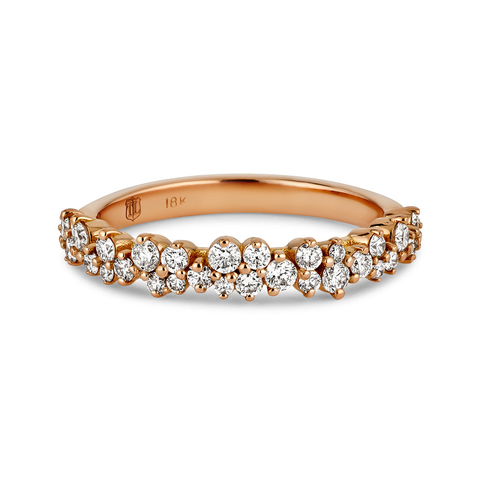 18K Rose Gold Diamond Band  with round brilliant diamonds- Thomas Laine Jewelry