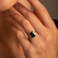 4.68ct Green Tourmaline Emerald Cut & Diamond Ring