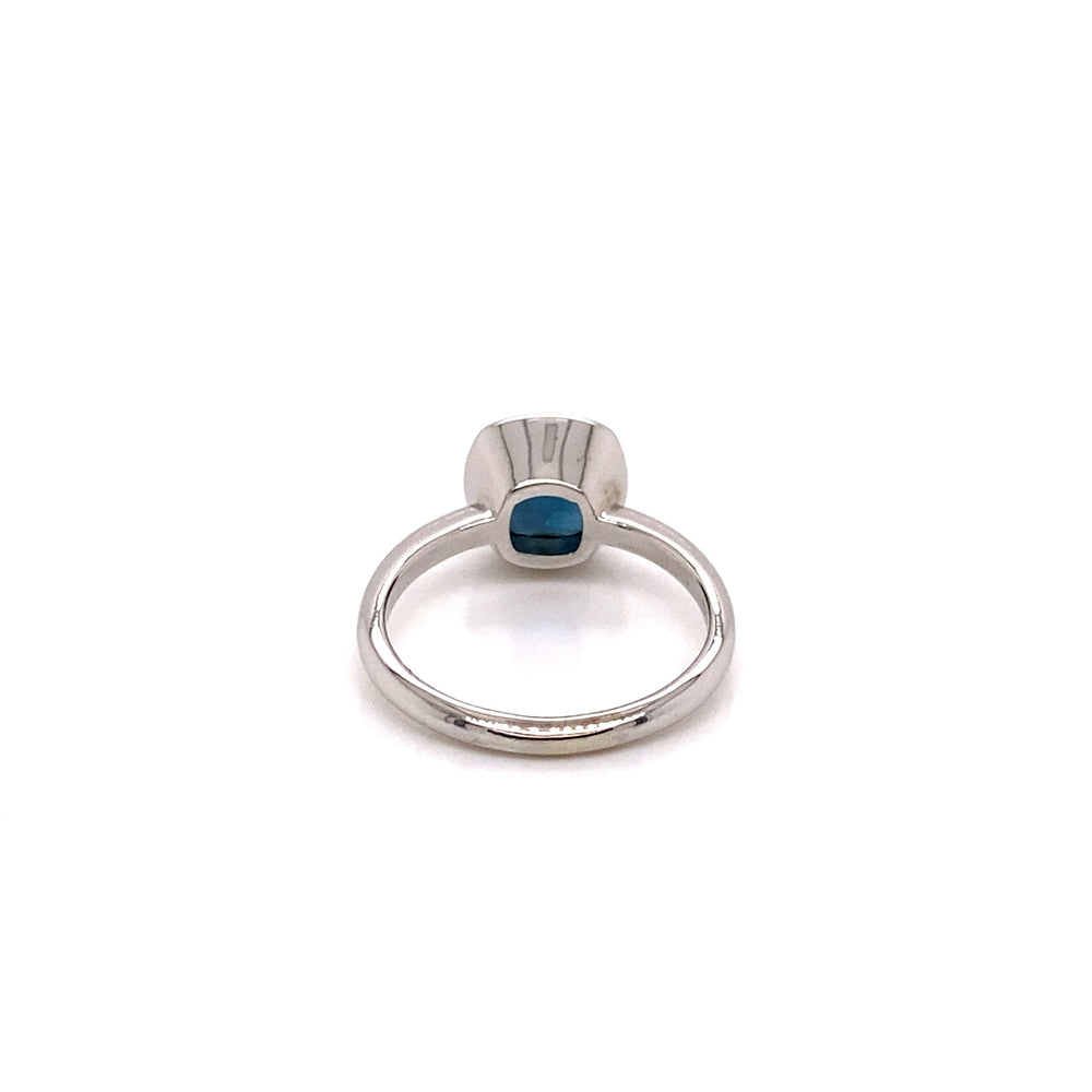14K White Gold Cushion Cut London Blue Topaz Ring - Alternate view