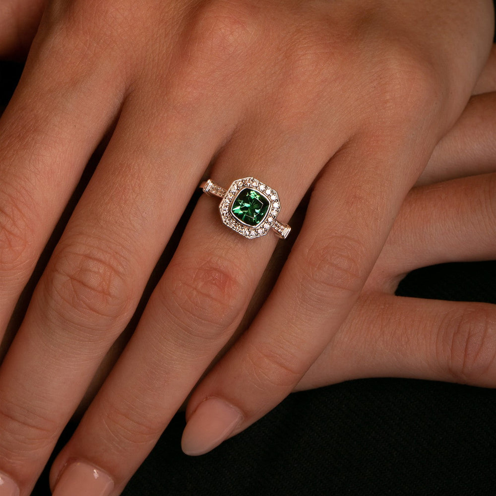 GIA Certified Green Tourmaline Ring