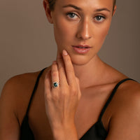 4.68ct Cushion Cut Green Tourmaline & Diamond Halo Ring