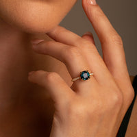 2.43ct Peacock Blue Spinel Cushion Cut Ring