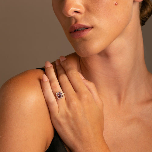 3.03ct Lavender Spinel & Diamond Halo Ring