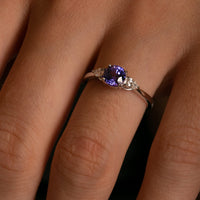 1.11ct Purple Sapphire 3 Stone Ring