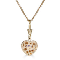 Beautiful detailed back of 14k Yellow Gold, Natural Vibrant Amethyst and Diamond Heart Charm with Vintage-Inspired Dog Clip