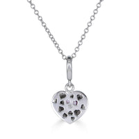 14k White Gold, Pink Sapphire Charm and Diamond Heart Charm with stunning heart cutout detail on back