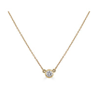0.35 Carat Diamond Bezel Yellow Gold Solitaire Necklace