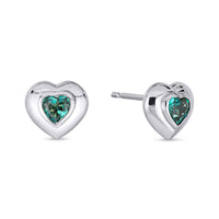 0.25ct Sea Green Tourmaline Heart Stud Earrings