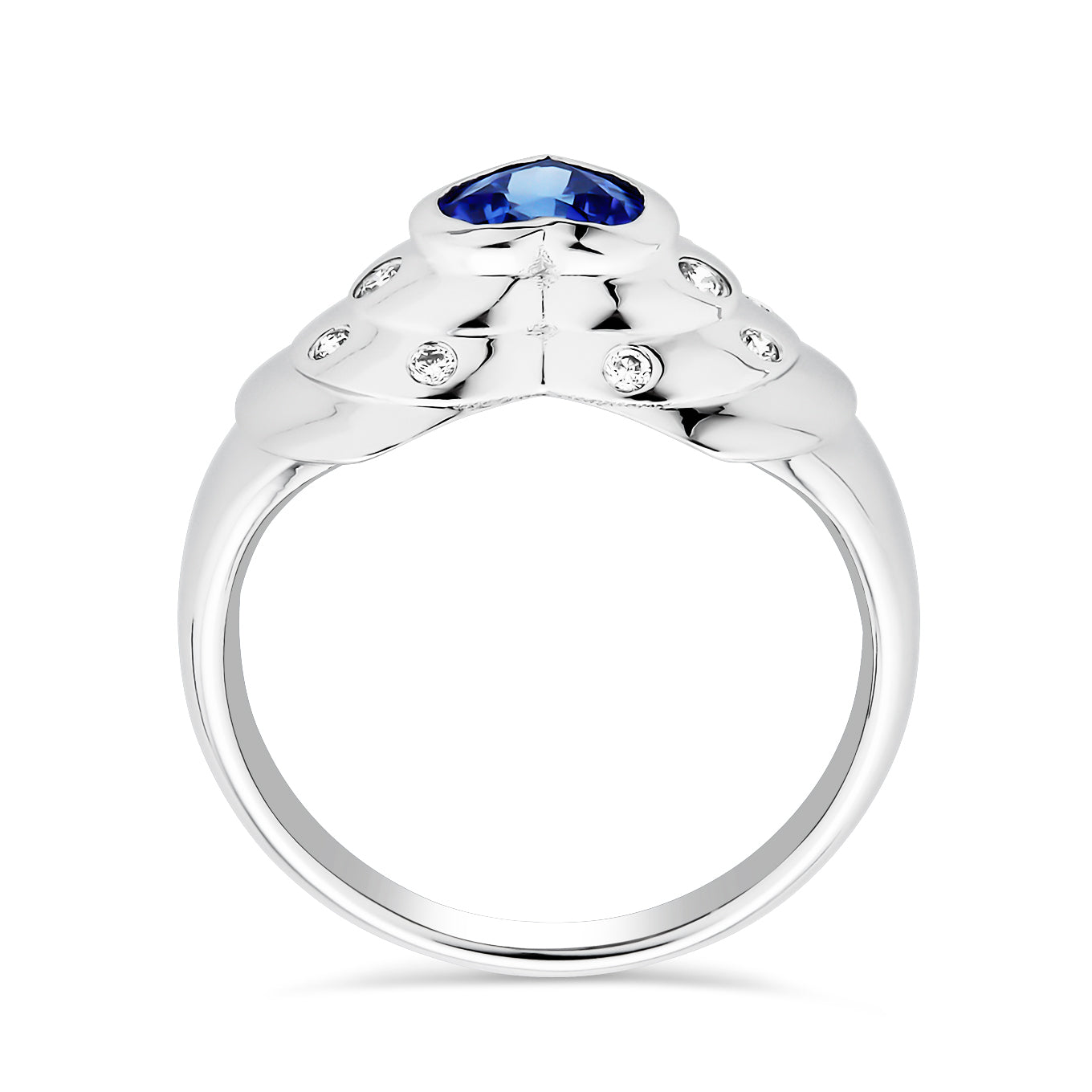 14k White Gold Tanzanite and Diamond Heart Ring - side profile