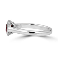 Pink Tourmaline Oval Horizontal Diamond Bezel Set Ring -side view Thomas Laine Jewelry
