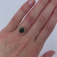 3.03ct Smoky Teal Spinel & Diamond Ring