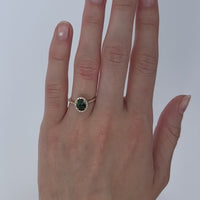 1.46ct Green Tourmaline & Diamond Halo Ring