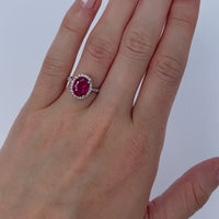 3.26ct Oval Pink Tourmaline & Diamond Halo Ring