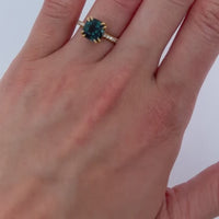 2.43ct Peacock Blue Spinel Cushion Cut Ring
