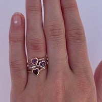 Rhodolite Garnet Heart & Diamond Ring