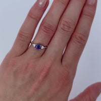 1.11ct Purple Sapphire 3 Stone Ring