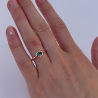 0.75ct Green Tourmaline Oval Horizontal Bezel Ring