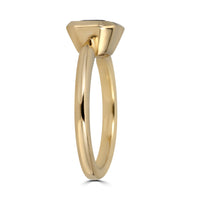 Side Profile of 10K Yellow Gold East to West Emerald Cut Iolite Bezel Set Stacking Ring