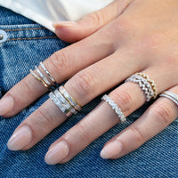 18k Gold Marquise and Round Diamond Band - Thomas Laine Jewelry