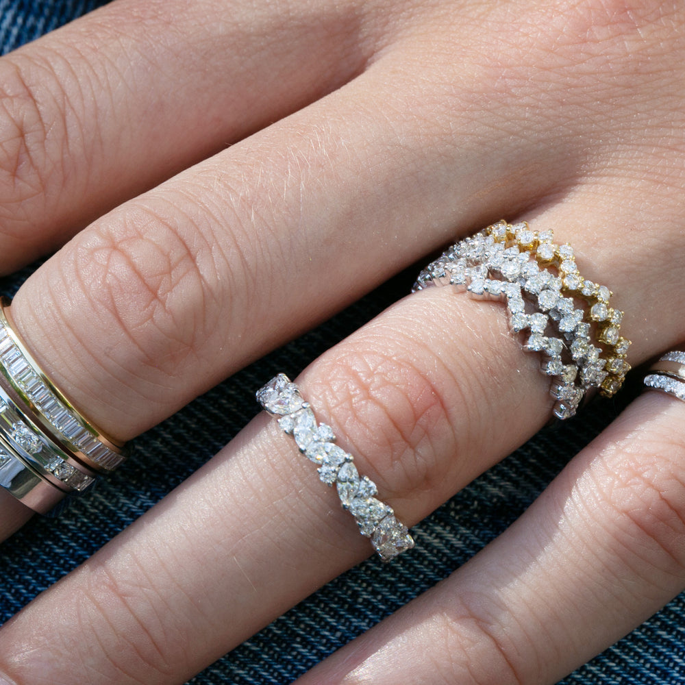 Diamond Band Collection- 18K Channel Set Baguette and Round Brilliant Diamond Band