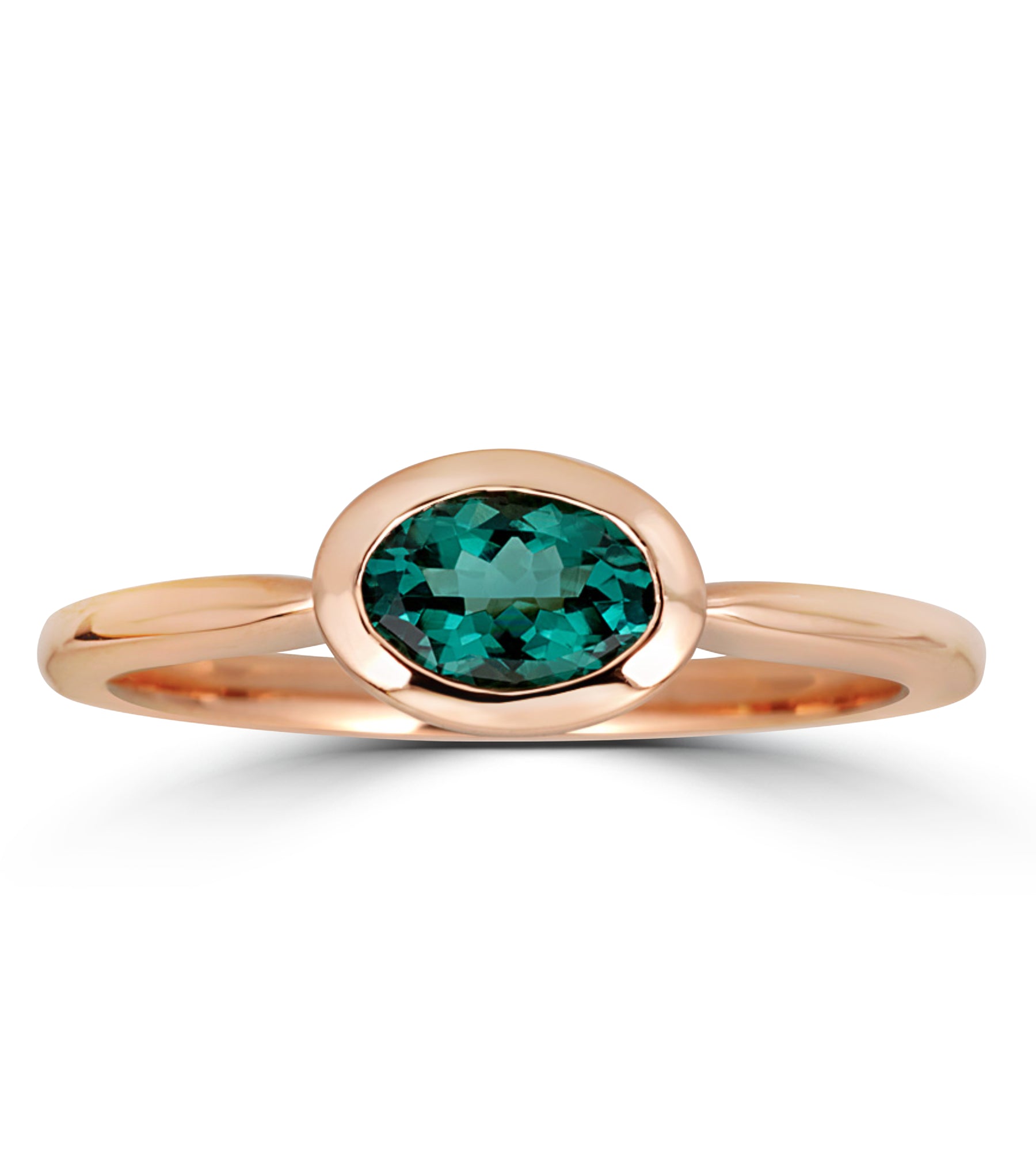 Small Tourmaline Oval Horizontal Bezel Ring - Thomas Laine Jewelry