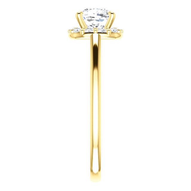 Brooks 14K Yellow Gold Cushion Cut Diamond Halo Engagement Ring - Thomas Laine Jewelry