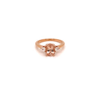 GIA Certified 14KT Rose Gold Three Stone Morganite Ring view