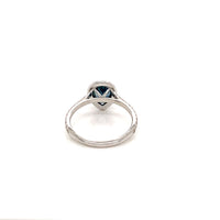 18K White Gold Diamond Halo Teardrop Montana Sapphire Ring - basket View