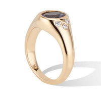 Yellow Gold Purple Spinel and Diamond Pinky Ring -Side Profile- Thomas Laine Jewelry