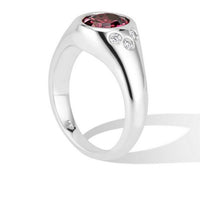 Side profile White Gold Pink Tourmaline and Diamond Pinky Signet Ring - Thomas Laine Jewelry