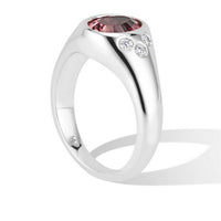 White Gold Pink Tourmaline and Diamond Pinky Signet Ring - Thomas Laine Jewelry