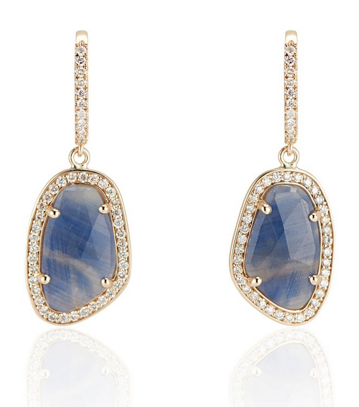 Sapphire Slice Diamond Lever Back Earrings - Thomas Laine Jewelry